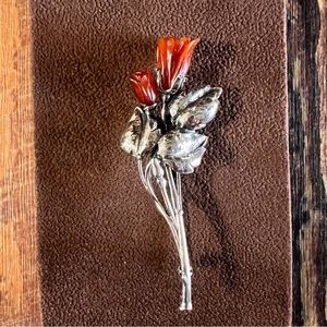 Silver & Amber Brooch